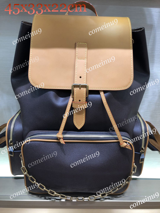 

Wholesale Mountain backpack Trio Bosphore 44658 oxidizing leather double Shoulder chain backpack travel bags men women school bag Free Ship, Mono