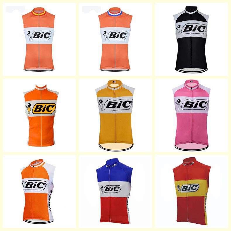 

BIC team Cycling Sleeveless jersey Vest Summer men Bike tops breathable quick dry mtb Clothes Bicycle Sports Uniform U71705, Black
