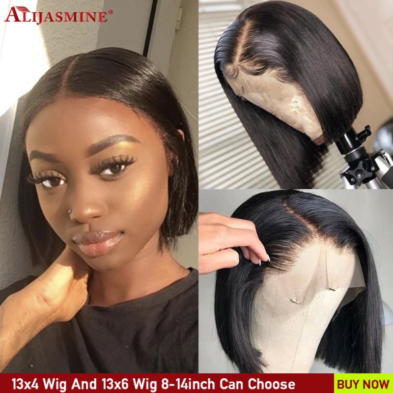 

Brazilian Remy Bob Short Wig 13x6 Lace Front Human Hair Wigs For Women 8-14inch Straight Bob Human Hair Wigs, As pic