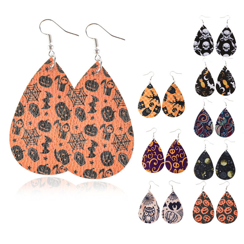 

New PU Leather Earrings for Women Girls Teardrop Drop Dangle Jewelry Halloween Christmas Gifts Free Shipping