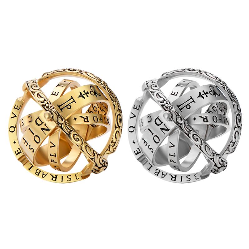 

High Quality Hand Made Unfolds Couple Lover Jewelry Gifts Astronomical Sphere Ball Ring Finger Ring Hot Sale DropShipping