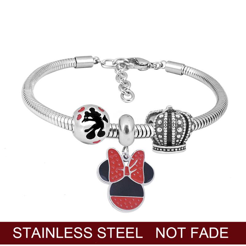 

Charm Bracelets Enamel Beads Painted Stainless Steel Hole 4mm Women Bracelet Charms Making Crown European DIY Jewelry Fine
