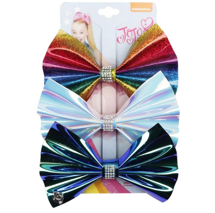 

Jojo Siwa Hair Bow 3 Colour One Card Leather Inlay Drill Hairpin or children's Festival Party Series, Mix