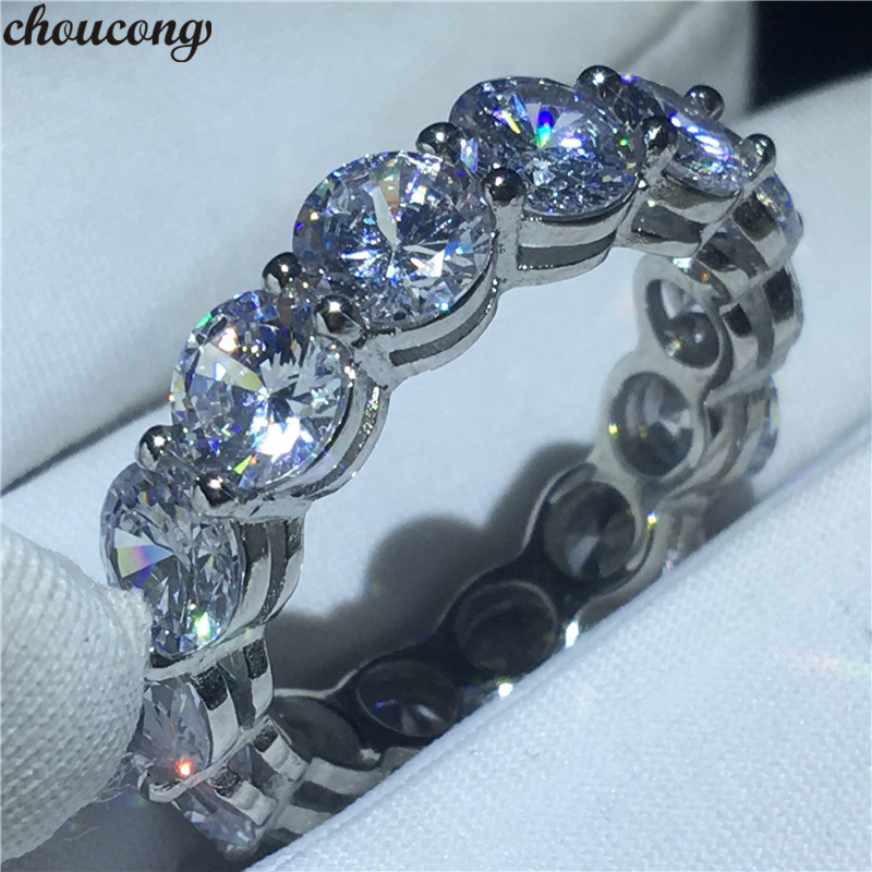 

choucong Round cut 6mm Diamond Ring 925 Sterling Silver Engagement Wedding Band Rings for Women Men Finger Jewelry