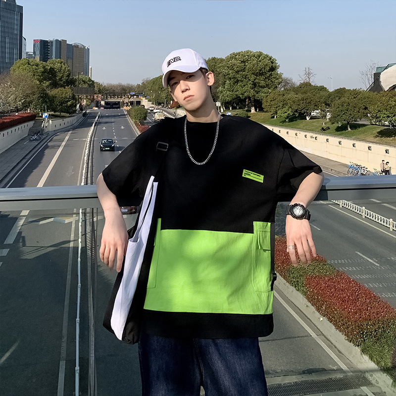 

Patchwork Buckle Multi Pockets Tees Shirts Harajuku Hip Hop Streetwear Tshirts 2020 Men Fashion Casual Short Sleeve Tops, T045