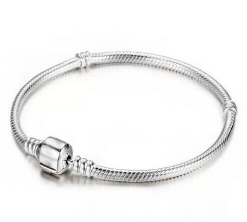 

925 Sterling Silver Bracelets 3mm Snake Chain Fit Charm Bead Bangle Bracelet Jewelry Gift For Men Women GB1671