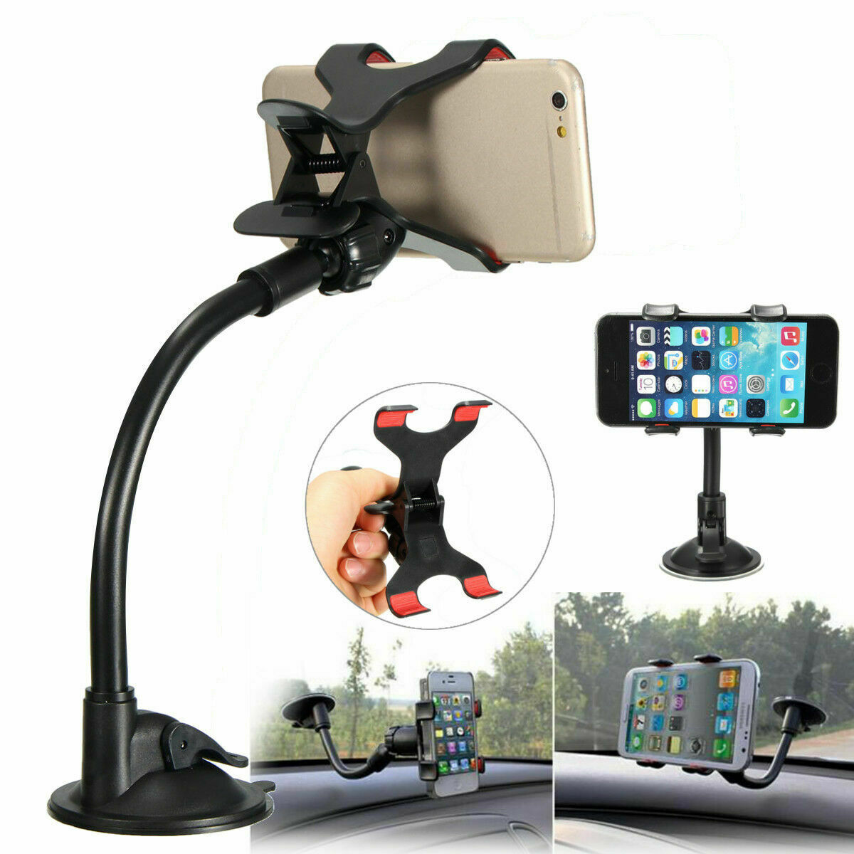 Universal 360 Degree Rotating Suction Cup Car Windshield Mobile Phone Holder GPS Stand Mount Cradle For Iphone Samsung Huawei-image-480865359