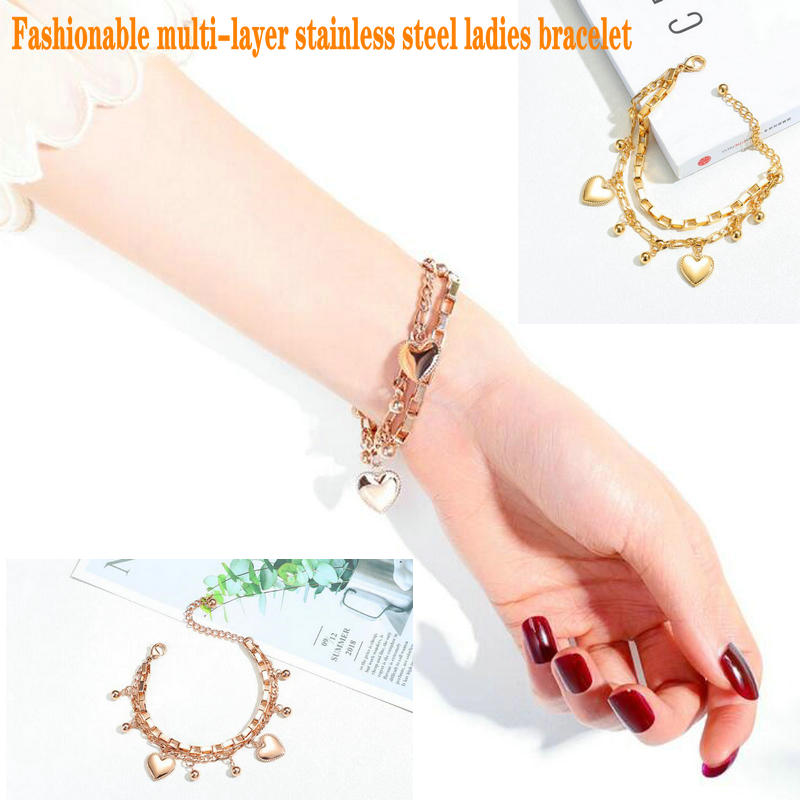 

Link, Chain Women's Stainless Steel Bracelet Concentric Lock Crown Moon Love Bead