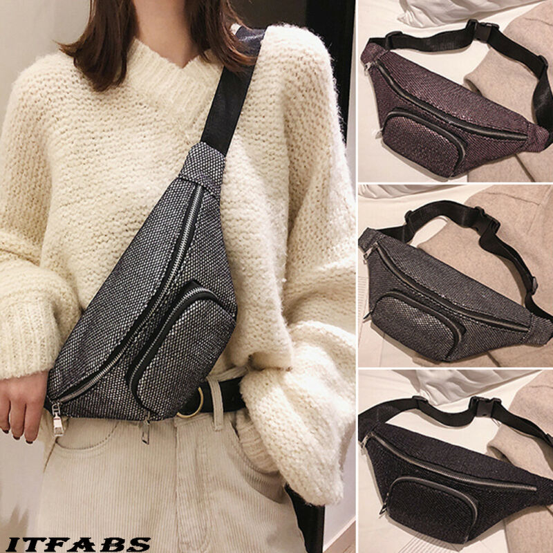 

2019 Newest Hot Women Outdoor Sport Bum Bag Waist Chest Fanny Pack Travel Hiking Waist Money Belt Zip Pouch Wallet, Black