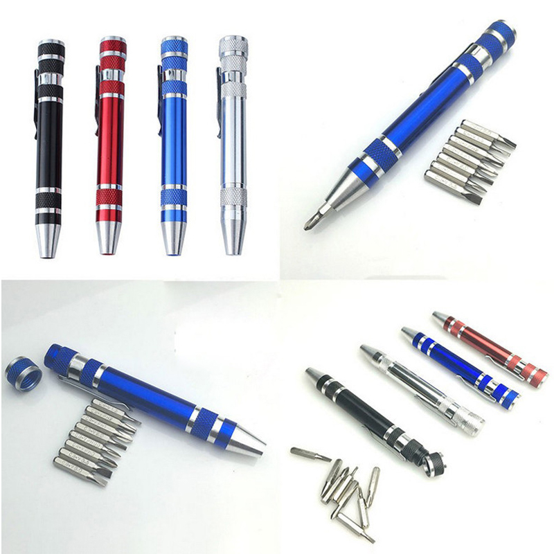 

Multi-function 8 in 1 Precision Screwdriver With Magnetic Mini Portable Portable Aluminum Tool Pen Repair Tools For Mobile Phone DBC VT0220