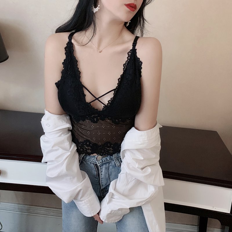 

Woman Sling Vest Sexy Deep V-Neck Backless Off Shoulder Cross Bandage Slim Top 2020 Summer Female Elegant Solid Short Tank Top, Black