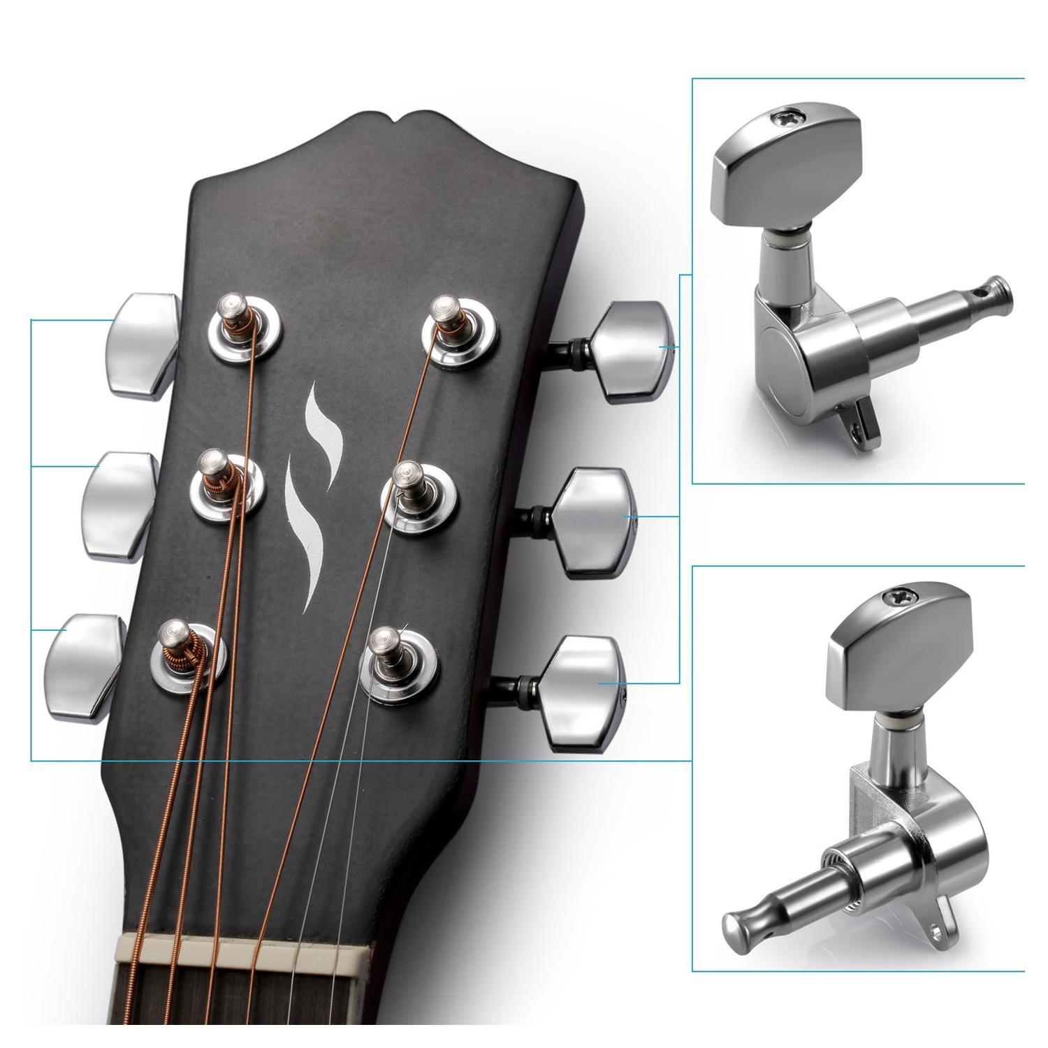 Zinc Alloy 1 for Right, 4 for Left 5Pcs Bass Machine Heads Sealed Tuning Key Pegs Tuners Replacement for Electric Bass Instruments