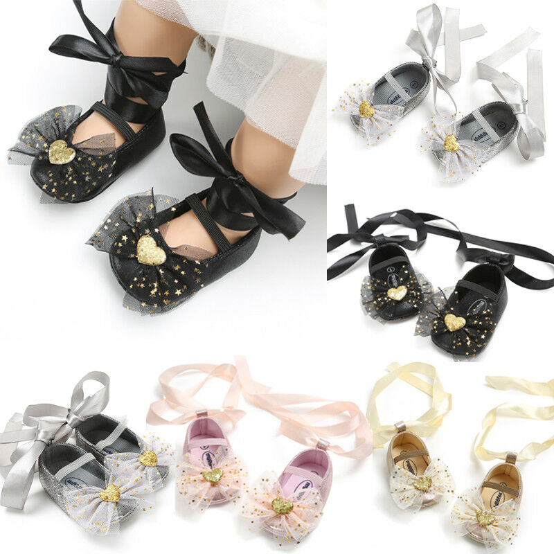 

Baby Girls Sequin Infant Soft Sole Shoes Girls Bow Prewalker Toddler Shoes Newborn First Walker, Black