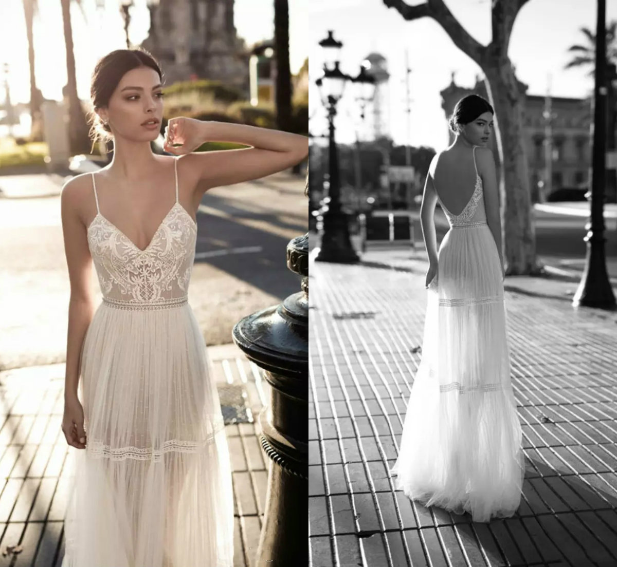 

Gali karten Cheap 2018 Wedding Dress Lace V Neck Bohemian Bridal Gowns A Line Backless Sexy Summer Beach Wedding Dresses, Custom made from color chart