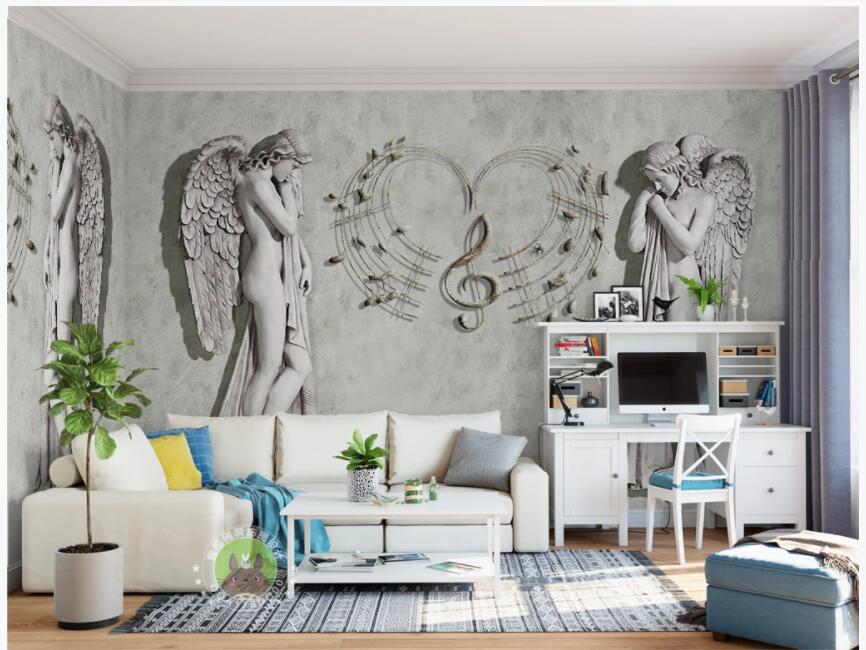 

custom photo on the wall 3d wallpaper European angel music tv background home decor living room 3d wall murals wallpaper for walls 3 d, Non-woven wallpaper