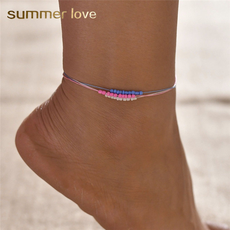 

2019 Newest Summer Beach Beaded Braided Rope Anklet Bracelet for Woman Man Waterproof Cord Bohemian Pendant Jewelry Gift