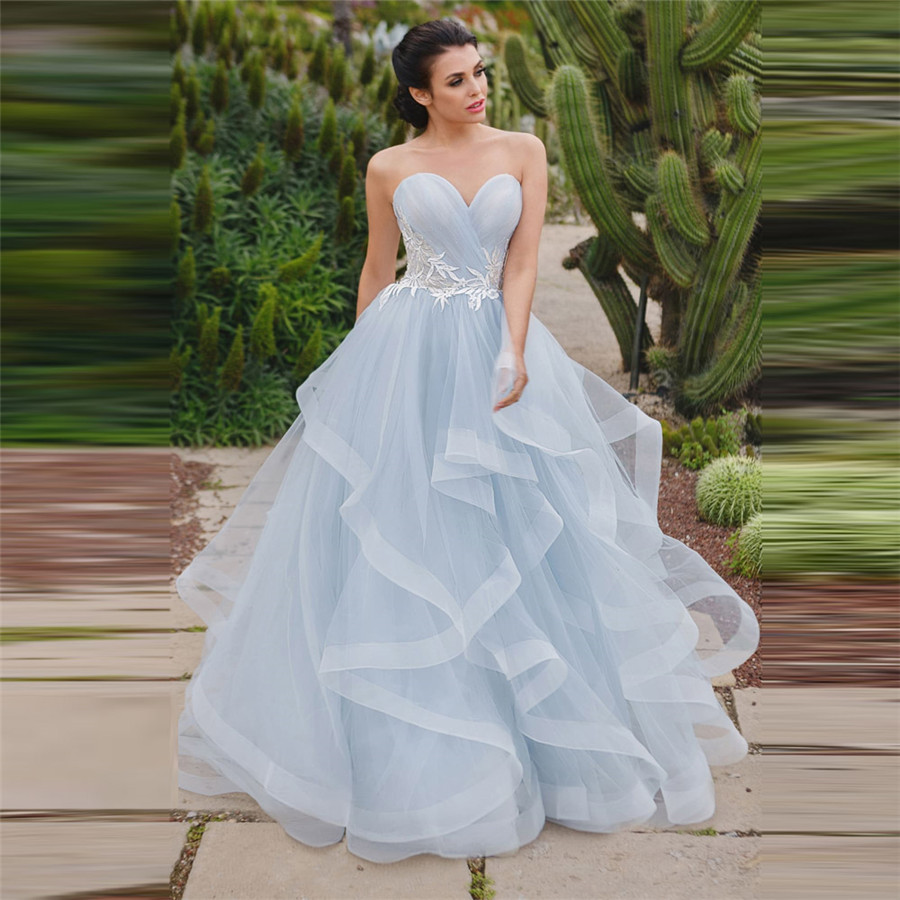 

Sweetheart Tulle Lace Appliques Wedding Dresses With Ribbon Lace Up Back Custom Made Bridal Gowns Spring Robe De Mariee Pleated, White