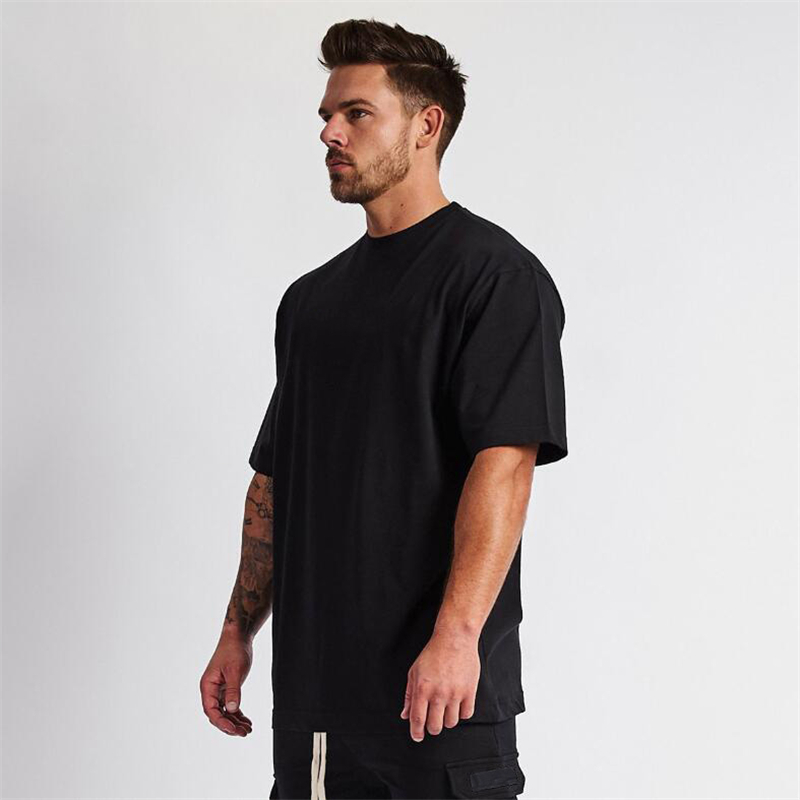 Plain Oversized T Shirt Men Gym Bodybuilding And Fitness Loose Casual ...