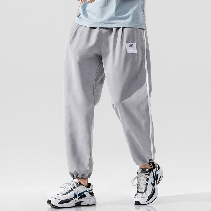 Z New Mens Joggers Ribbon Vintage Track Pants Elastic Side Stripes Long Trousers