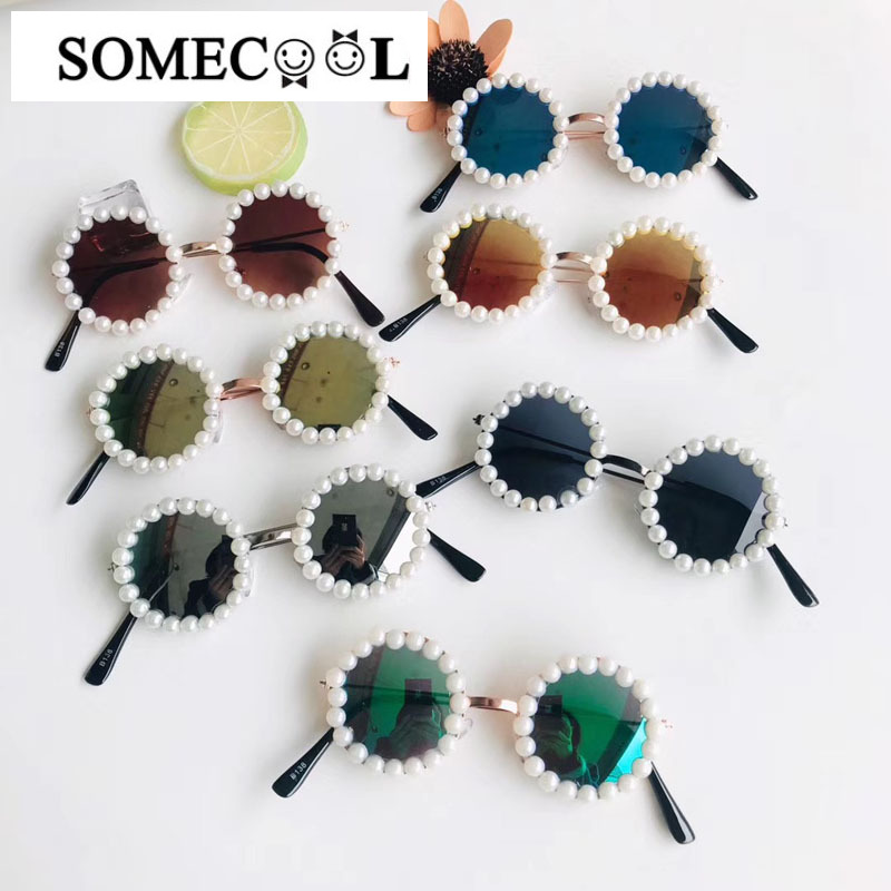 

2020 NEW Human Made Sunflower Pearl Sunglasses kids Vintage Round child sun glasses Metal leg UV400 Beach&party eyewear n495