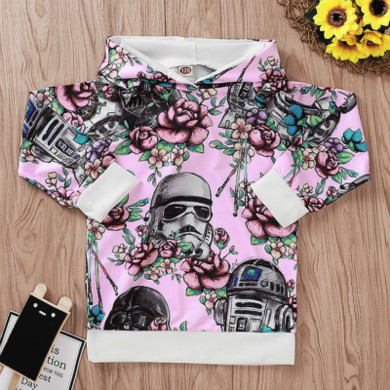 

Kids Designer Sweatshirts Girls Flower and Robot Print Hoodies Chlidren Casual Tops Kids Fashion Hoodie 2020 New Fashion Top Quality, Pink