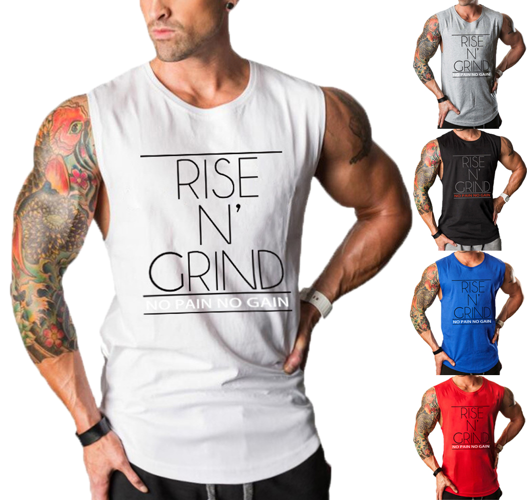 

Gym Men Muscle Sleeveless Tank Top Tee Shirt Bodybuilding Sport Fitness Vest UK