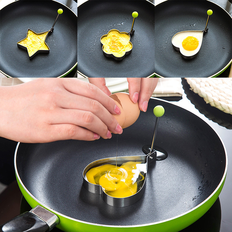 Silicone Oeuf Omelette Coeur Forme Cuisine cuisinières Outil Moules Friteuse