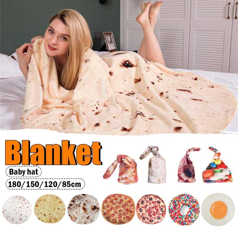

Funny Air Condition Blanket Round Corn Tortilla Blanket Pita Plaid Plush Burrito Soft Flannel Throw for Bed Fleece Sofa