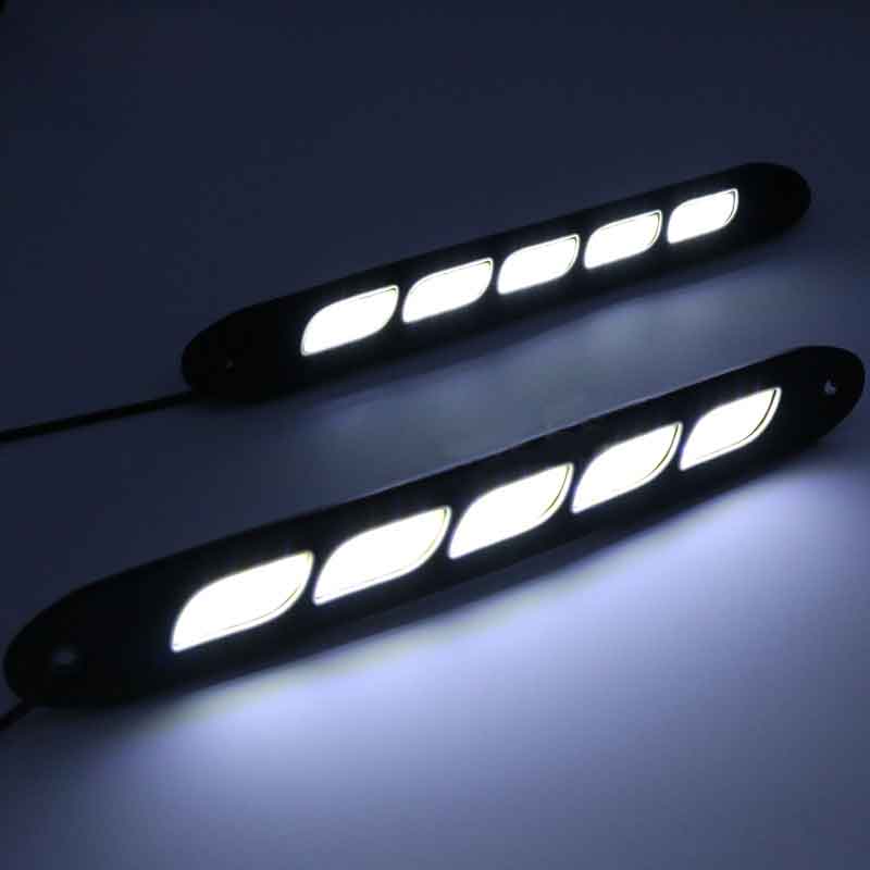

260mm Car Flexible LED DRL Daytime Running Light 5 COB LED Strip Lamp Turning Signal Light Universal, Black