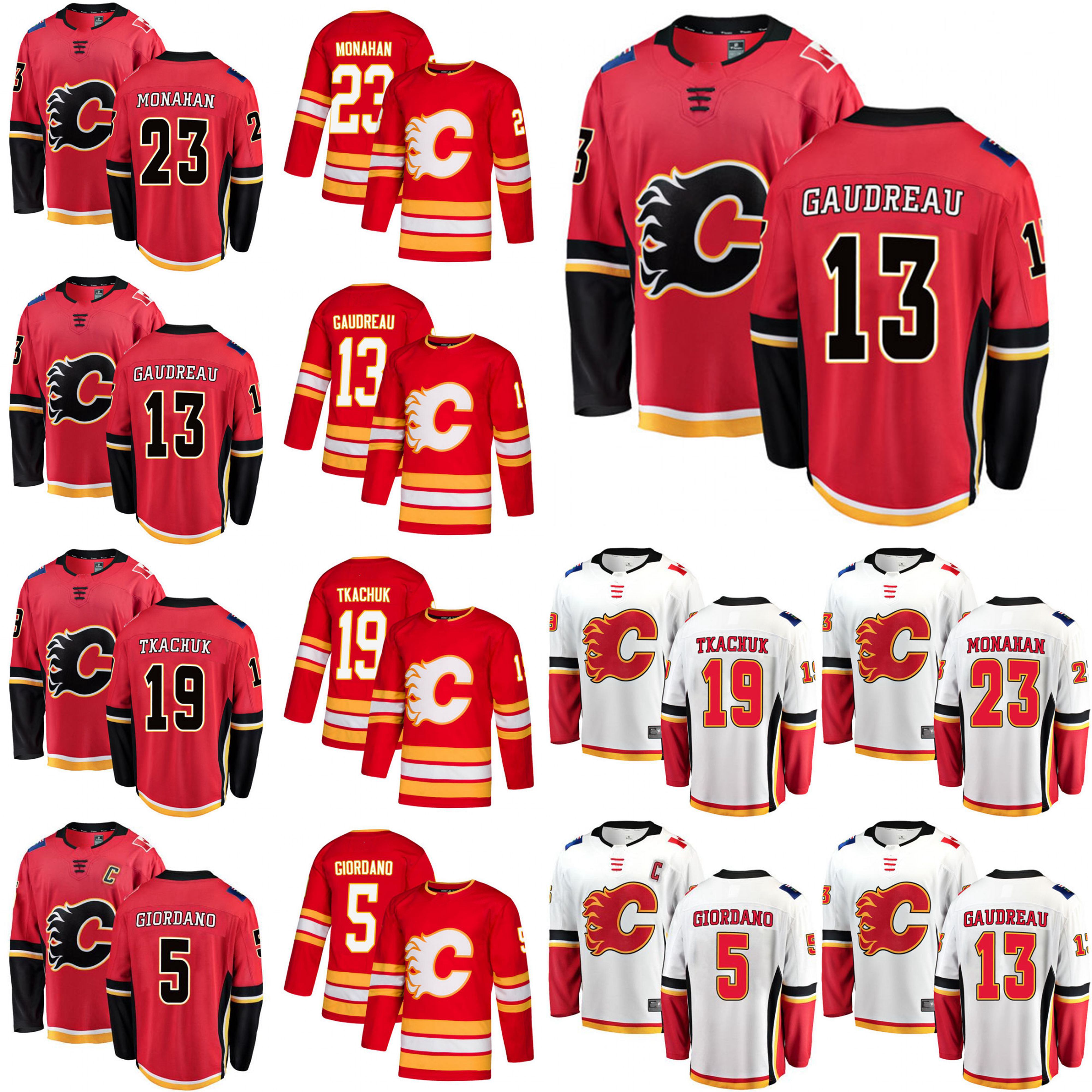 

Calgary Flames Jerseys 13 Johnny Gaudreau Jersey 23 Sean Monahan 5 Mark Giordano 19 Matthew Tkachuk Red Ice Hockey Jerseys Custom Stitched, Black;red