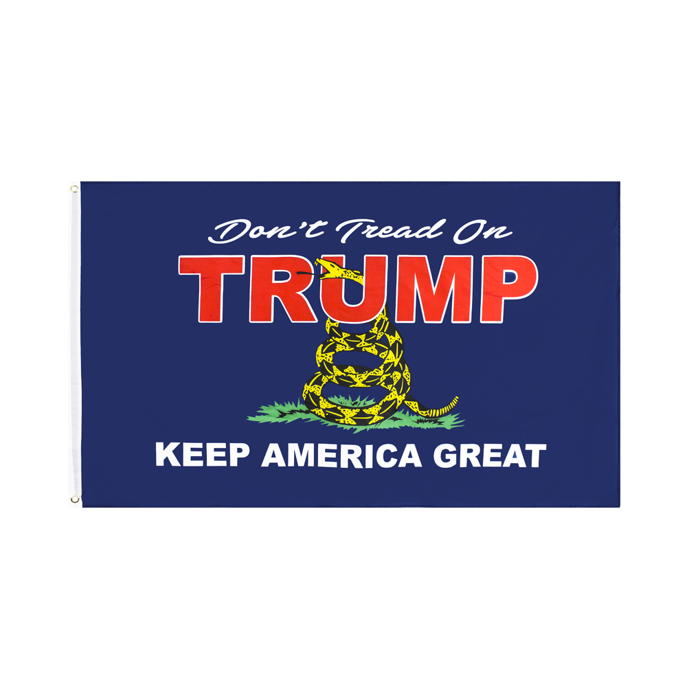 

free shipping wholesale factory price 100% Polyester 90*150cm 3x5 fts Gadsden Yellow Snake Trump flag For Decoration
