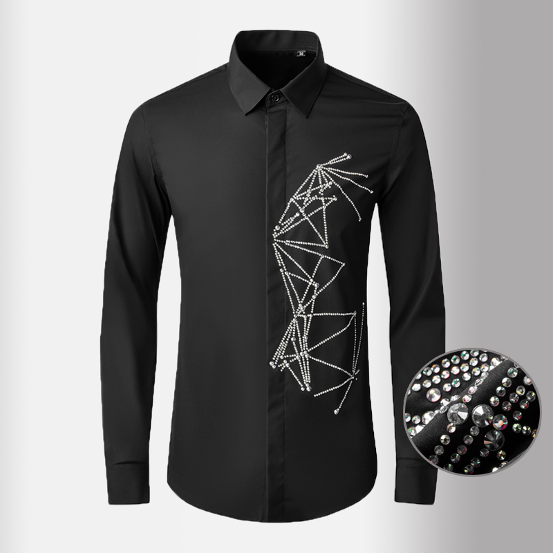 

NEW Pyramid Diamond Mens Shirts Luxury Long Sleeve Solid Color Party Mens Dress Shirts Fashion Slim Fit Royal Male 4xl, White