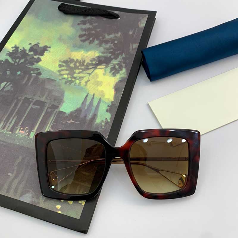 

Square-frame sunglasses Gold metal temples forked Top Quality Western Style Brand Designer Sunglasses Men Black Plank Frame glasses GG0435S