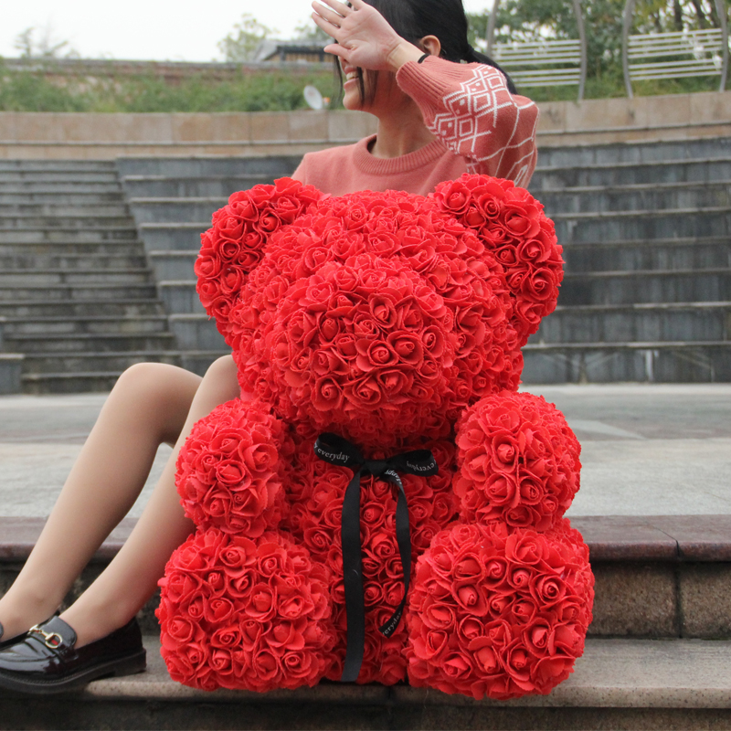 

Factory Directly Sell Oversize 70CM Rose Bear Artificial Flowers For Mother's Day Valentines Girlfriend Gift Party Decoration, Pink