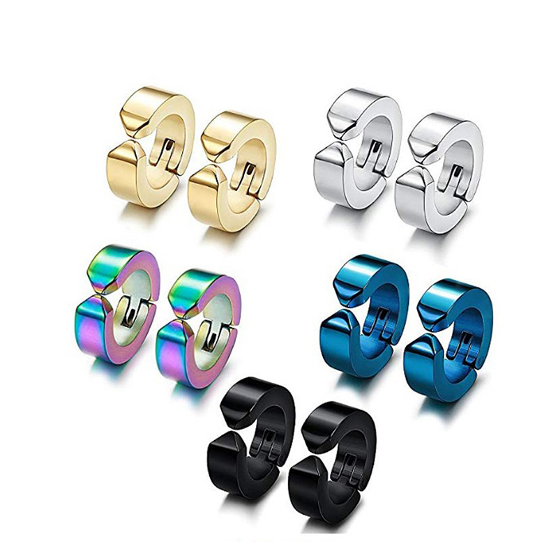 

Hip Hop Non Piercing Ear Clip Earrings New Style 4*9mm Stainless Steel Magnetic Earrings Jewelry Wholesale