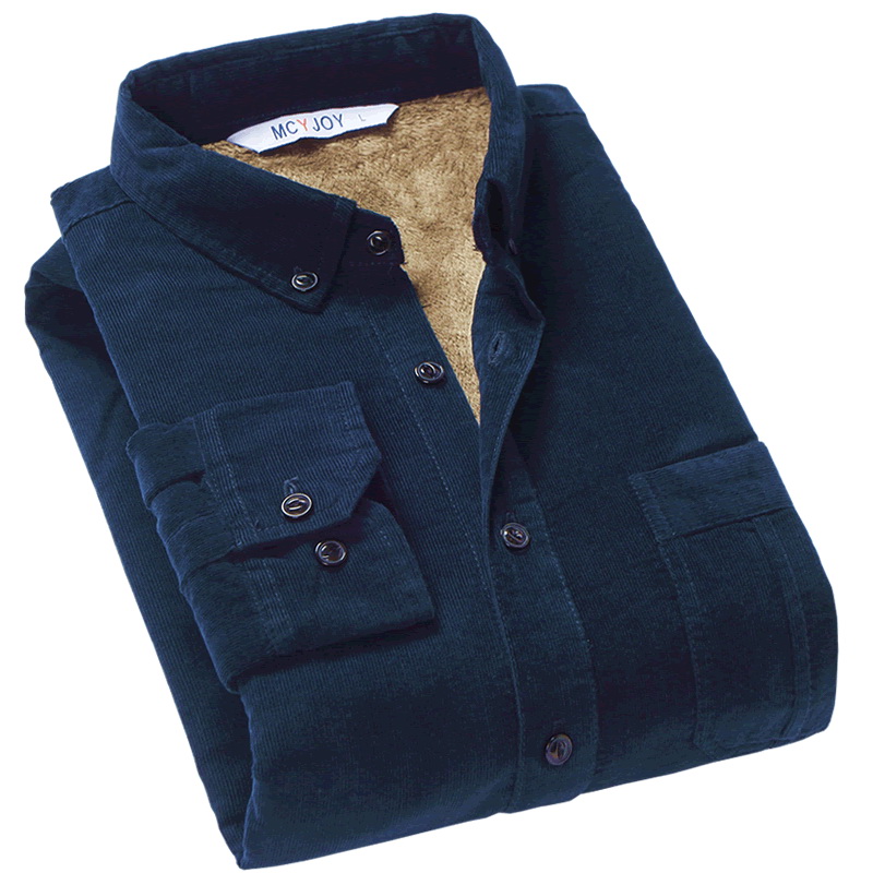 

Winter trends men cotton corduroy warm shirt long-sleeved men plus cashmere thick shirt brand autumn shirts camisa S-4XL, Green