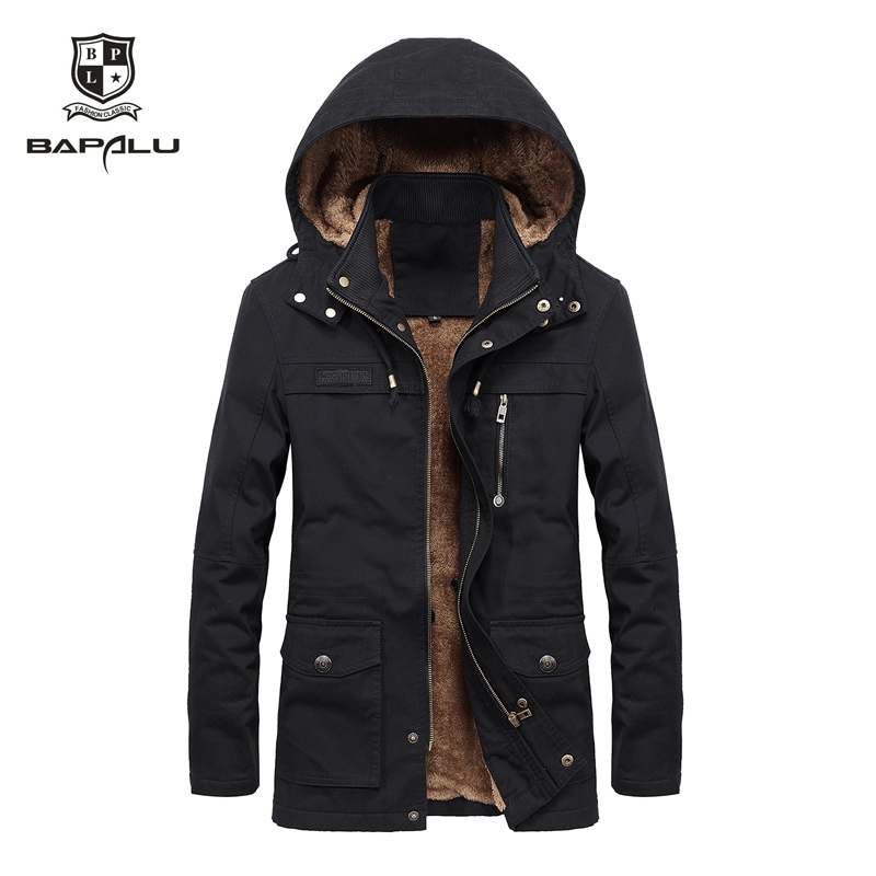 

Autumn Winter New Jacket Men's Plus Velvet Washed Casual Jacket Men's Long Windbreaker Hooded Coat Large Size -4xl 5xl, Black