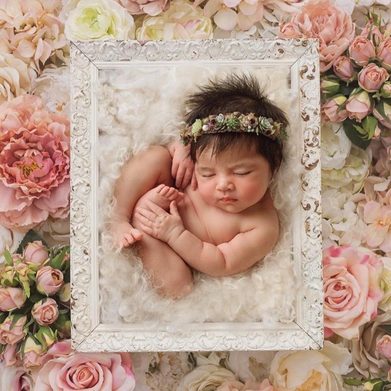 

cute baby girl hand-made headwear various succulents newborn photography props creative headband accessory flower hair, White