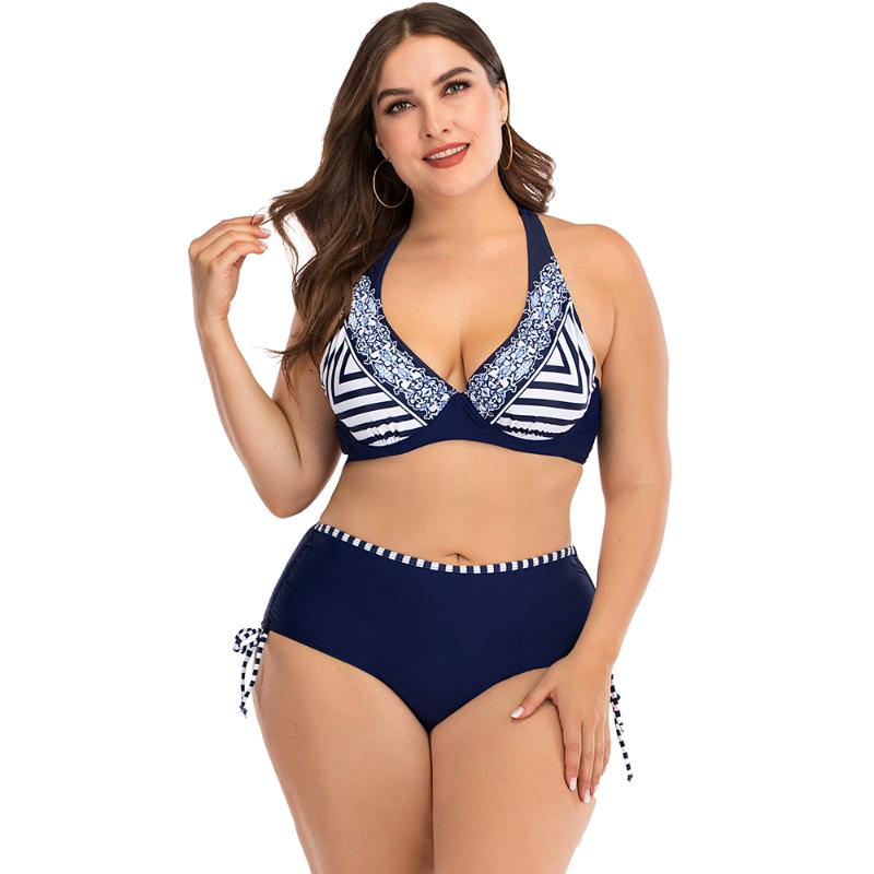 

Sexy Strap Halter Bikinis 2020 Large Size Two Piece Swimsuit Women Swimwear Plus Size Bikini Set Summer Beachwear Bathing Suit, 8808