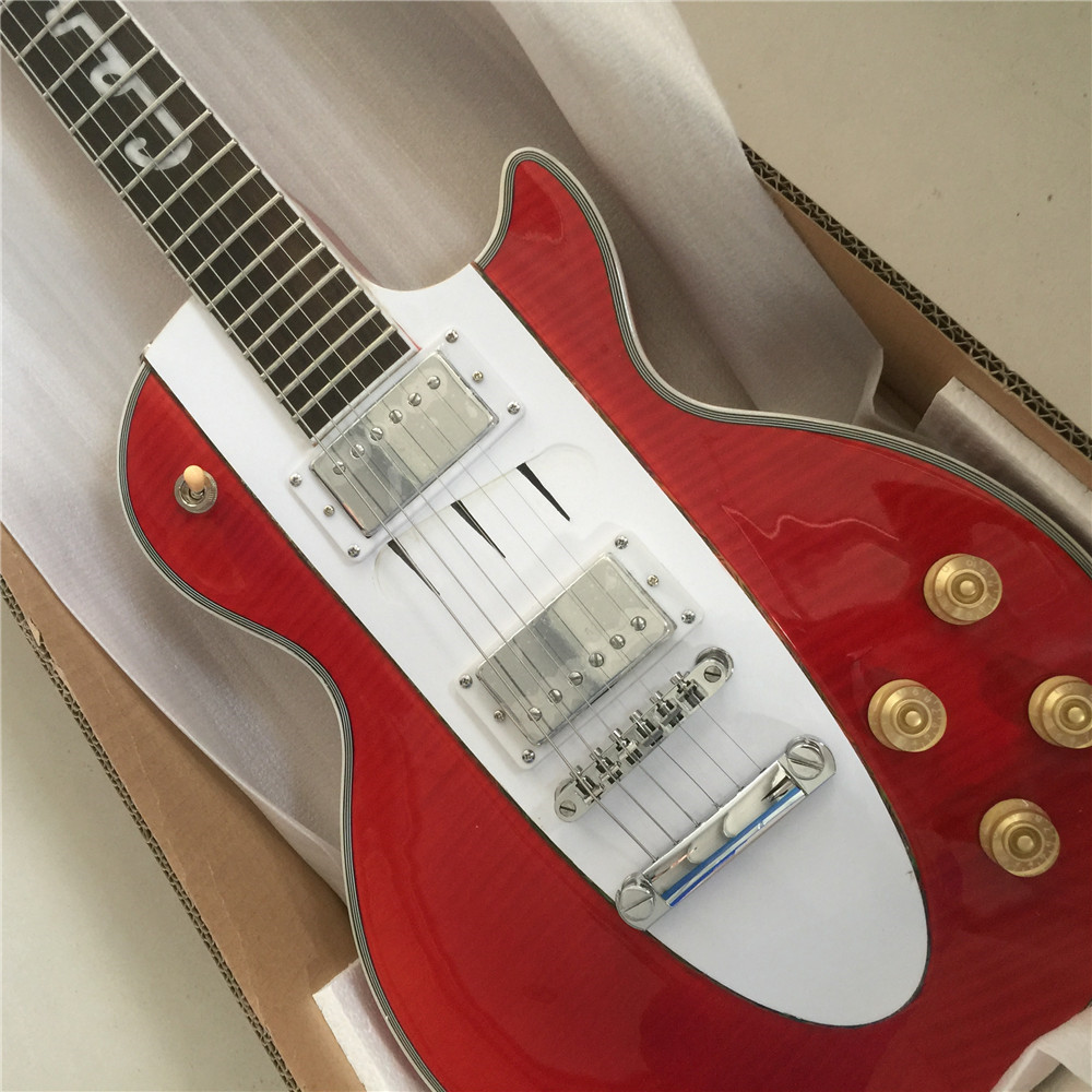 

Free Shipping Custom Shop 1960s Corvette Chevrolet Orange Red Electric Guitar Cross Flags Headstock Chrome Hardware