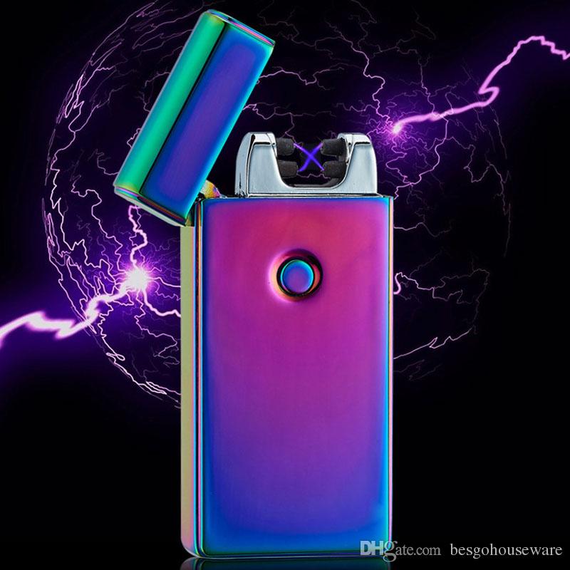 

Double Fire Cross Twin Arc Pulse Lighter USB Charging Electronic Cigarette Lighter Metal Portable Windproof Electric Lighters BH1900 TQQ