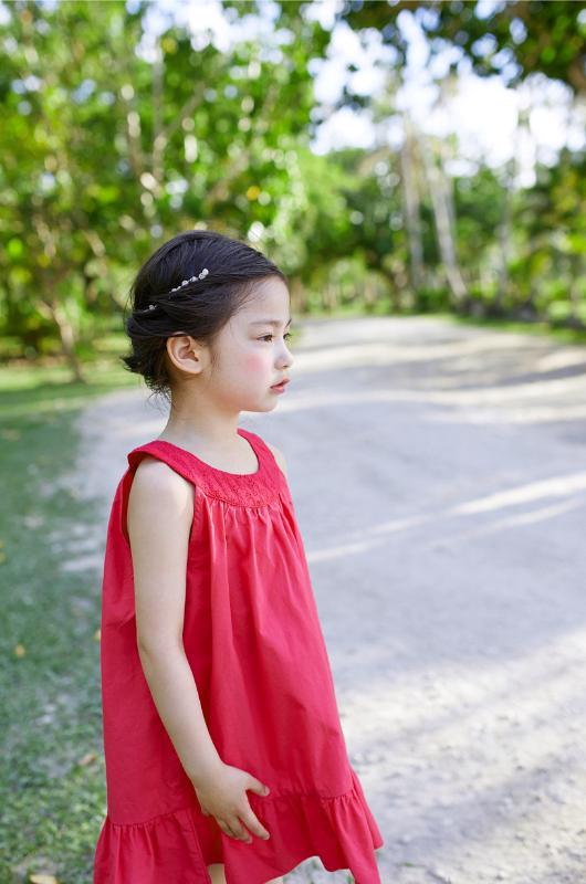 

Girl's Dress Pure Cotton Summer Child Girl's Solid Princess Dress, Red
