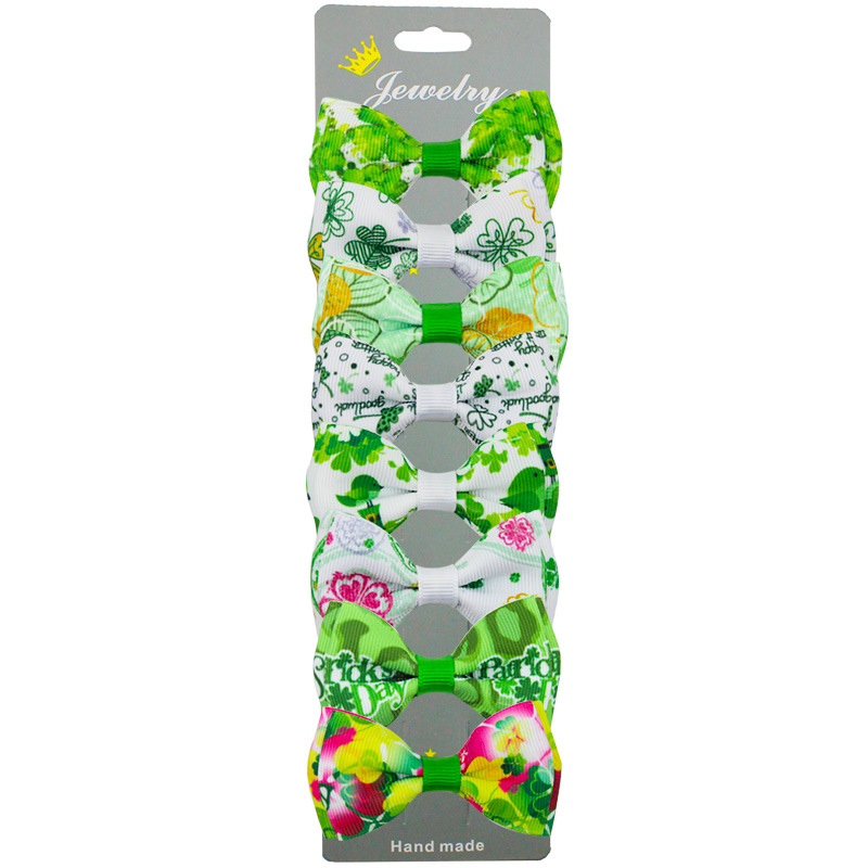 

2.7 Inch Girls Hair Clips St. Patrick Clover Bow Barrettes Hairbow Hairpin Boutique Hair Head Accessories, Green