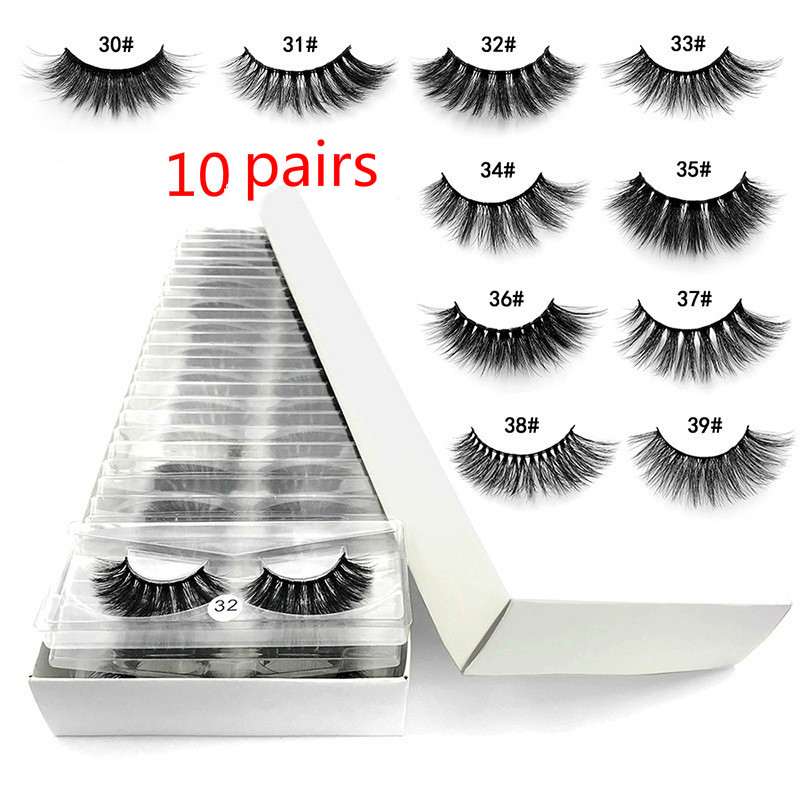 

Wholesale 10 styles #30-39 Eyelashes 3d Mink Lashes Natural Mink fake Eyelashes Makeup False lashes 10 pairs epacket