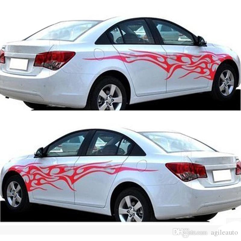 1 Pair Car Motorcycle 3D Flame Pattern Decal Sticker Decoration Blue