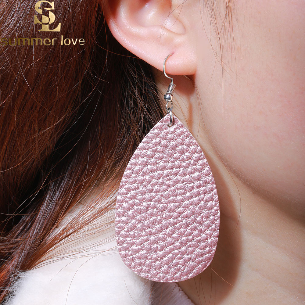 

2019 New Classic Leather Earrings for Women Ethnic Bomemia Drop Dangle Wedding Earrings Two Sides Printing Fashion Jewelry Wholesale