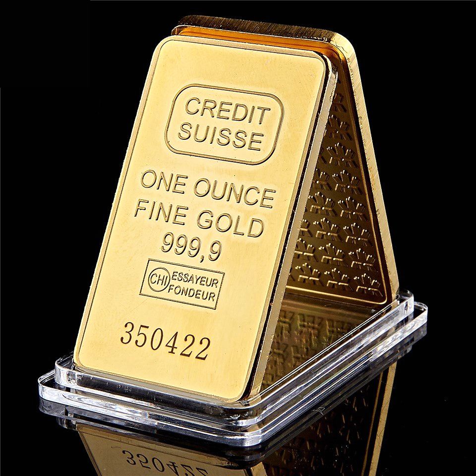 24K Gold Plated Buillion Craft One Ounce Fine 999.9 Magnetic Credit Suisse Bullion With Different Numbers-image-521707003