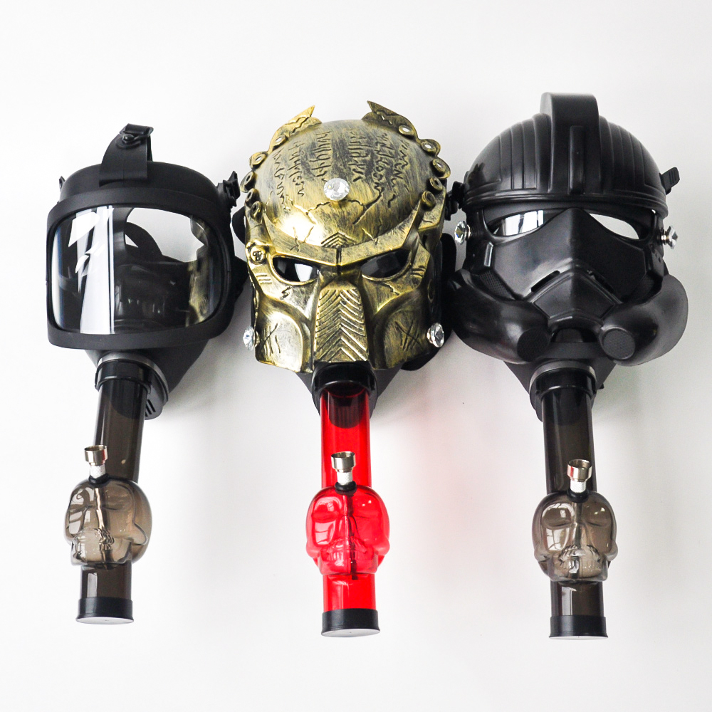 

Silicone Gas Predator Mask With Acrylic smoking pipes Water Pipe Bongs Oil Rig Smoking Water Pipes Hookah Bubbler Tobacco Tube free shipping