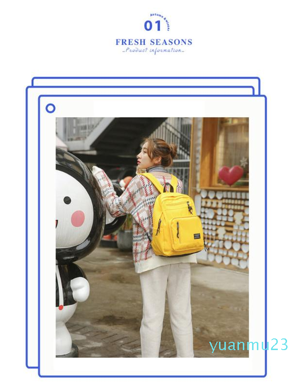 Wholesale-Korean version of the simple contrast color backpack women canvas bag 2020 new tide bag backpack women