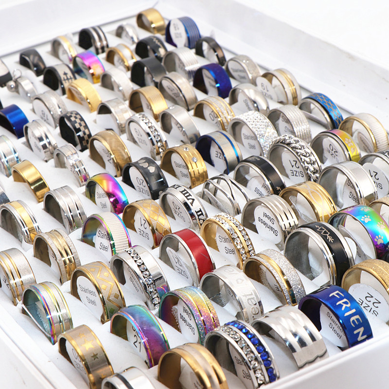 

Wholesale 100pcs/lot STAINLESS STEEL RINGS Mix Styles lovers couple ring for Men Women Fashion Jewelry Party Gifts wedding band Brand New
